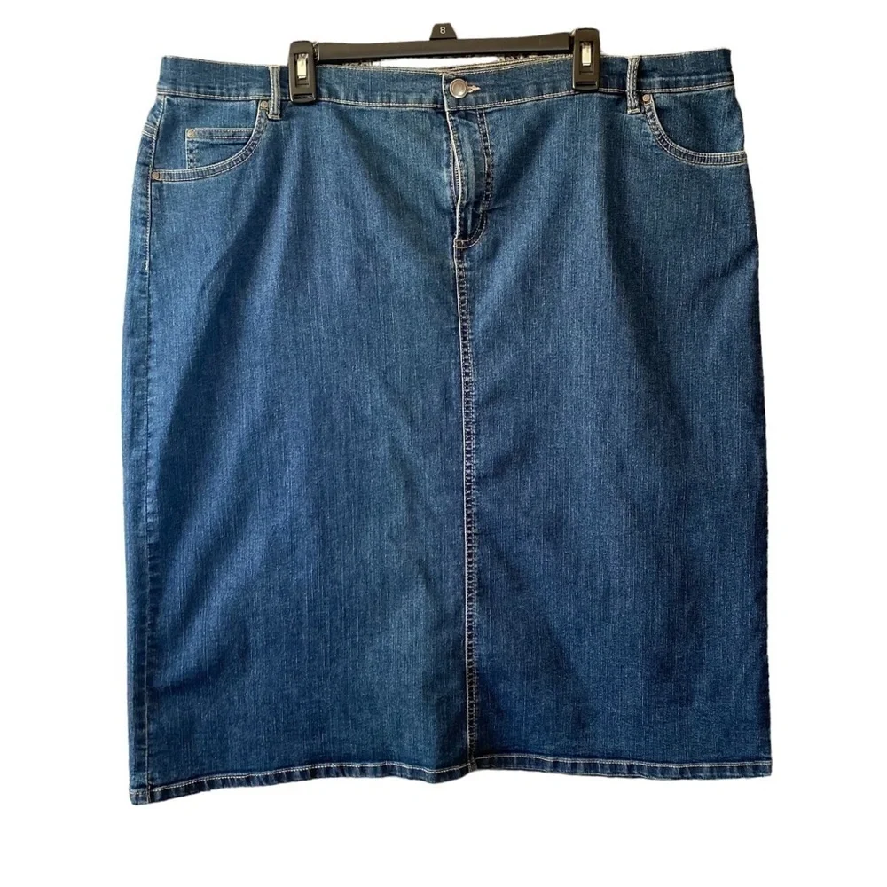 N Touch Bleu Light Wash Denim Womens Skirt 18 W Midi